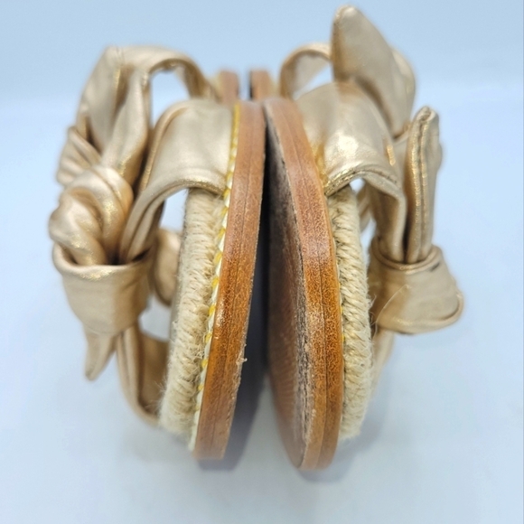 SCHUTZ Metallic Espadrille Slide Sandals Soft Gold Size 37. - Picture 8 of 16